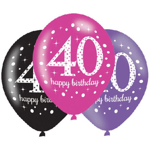 Picture of 40TH PINK CELEBRATION LATEX BALLOONS 11 INCH X6